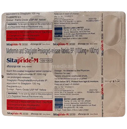 sitapride m 100/1000mg tablet 15's
